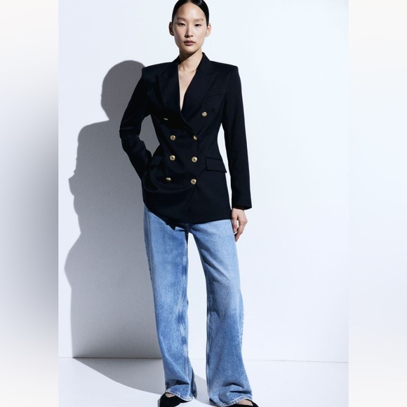 H&M Navy Blue Double Breasted Blazer - Picture 1 of 6